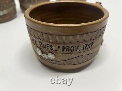 Down To Earth Mug Soup Bowl Pottery Bible Verse Full Set Of 4