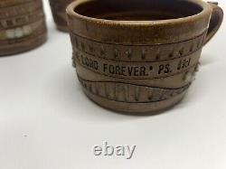 Down To Earth Mug Soup Bowl Pottery Bible Verse Full Set Of 4