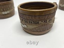 Down To Earth Mug Soup Bowl Pottery Bible Verse Full Set Of 4