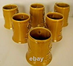 Equestrian Themed Vintage Tankards/Mugs/Steins Set 6 Glazed Caramel Unique EUC