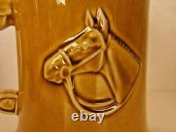 Equestrian Themed Vintage Tankards/Mugs/Steins Set 6 Glazed Caramel Unique EUC