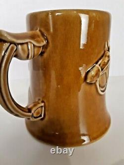 Equestrian Themed Vintage Tankards/Mugs/Steins Set 6 Glazed Caramel Unique EUC