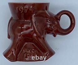 Extremely Rare 1974 NIXON FORD Frankoma Pottery Elephant Mug