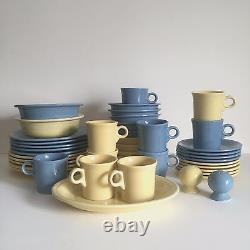 Fiesta Ware Vintage Butter Yellow & Periwinkle Blue Dinnerware Set 43 Piece Set