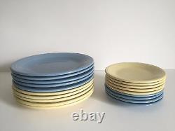 Fiesta Ware Vintage Butter Yellow & Periwinkle Blue Dinnerware Set 43 Piece Set