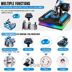 Heat Press Machine 8 in 1 Sublimation Printing 15x12 for T-Shirt Mug Hat Plate