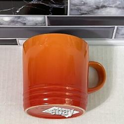 Le Creuset 12 oz Stoneware Coffee Mug Cup Set Of 4 Ribbed Ombre Flame Orange Lux