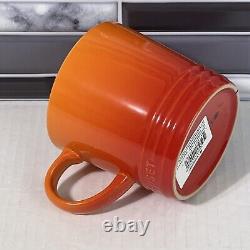 Le Creuset 12 oz Stoneware Coffee Mug Cup Set Of 4 Ribbed Ombre Flame Orange Lux