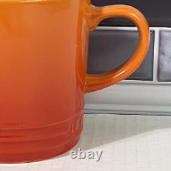 Le Creuset 12 oz Stoneware Coffee Mug Cup Set Of 4 Ribbed Ombre Flame Orange Lux