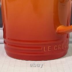 Le Creuset 12 oz Stoneware Coffee Mug Cup Set Of 4 Ribbed Ombre Flame Orange Lux