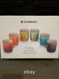 Le Creuset Rainbow Mugs Set Of 6 New