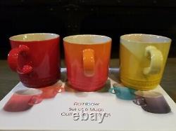 Le Creuset Rainbow Mugs Set Of 6 New