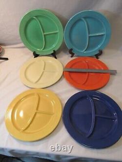 Lot 6 Homer Laughlin FIESTAWARE compartment divided 10 1/2 plates