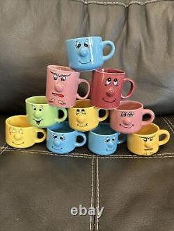 Lot Of 10 Funny Face Mugs 3D Nose Anthropomorphic Expressions Vintage