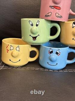 Lot Of 10 Funny Face Mugs 3D Nose Anthropomorphic Expressions Vintage