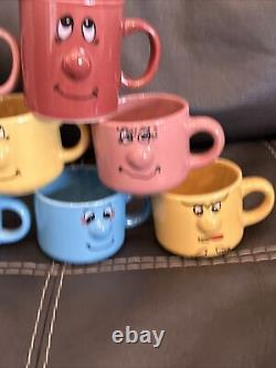 Lot Of 10 Funny Face Mugs 3D Nose Anthropomorphic Expressions Vintage