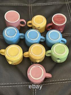 Lot Of 10 Funny Face Mugs 3D Nose Anthropomorphic Expressions Vintage