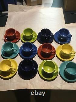 Lot of 12 Fiestaware multicolored Coffee tea Cup & Saucer Sets 24 Pieces