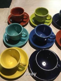 Lot of 12 Fiestaware multicolored Coffee tea Cup & Saucer Sets 24 Pieces