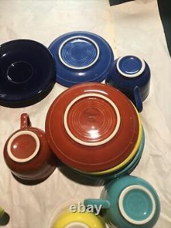 Lot of 12 Fiestaware multicolored Coffee tea Cup & Saucer Sets 24 Pieces