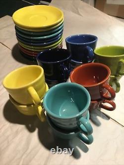 Lot of 12 Fiestaware multicolored Coffee tea Cup & Saucer Sets 24 Pieces