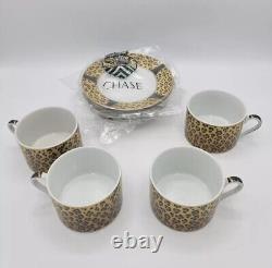 Lynn Chase Amazonian Jaguar Ceramic Demitasse Cups Saucers Animal Set 4 New 1994