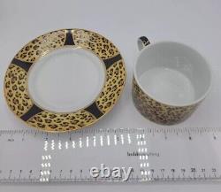 Lynn Chase Amazonian Jaguar Ceramic Demitasse Cups Saucers Animal Set 4 New 1994