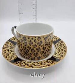 Lynn Chase Amazonian Jaguar Ceramic Demitasse Cups Saucers Animal Set 4 New 1994