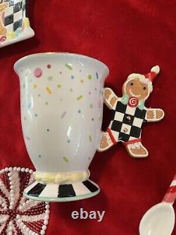 MacKenzie-Childs Holiday Sweets Mug With Spoon Gingerbread NIB