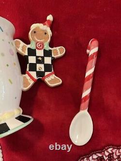 MacKenzie-Childs Holiday Sweets Mug With Spoon Gingerbread NIB