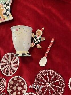 MacKenzie-Childs Holiday Sweets Mug With Spoon Gingerbread NIB