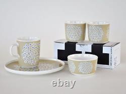 Marimekko Puketti set of 2 Beige 200ml Ceramic Latte Mug pair JAPAN LIMITED New