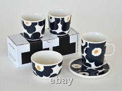 Marimekko set of 2 unikko tableware Navy 200ml ceramic latte mugs JAPAN LIMITED