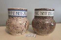 Michelle Erickson Be Not Drvnke Mugs, British, Delftware Ceramic, Set of 2, 2001