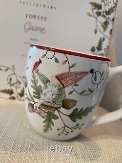 NIB Pottery Barn SET/4 FOREST GNOME Coffee MUGS CHRISTMAS CUP Winter CUTE