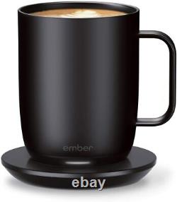 New Ember 2 14 oz Black Temperature Control Smart Heated Mug 80 Minute Battery