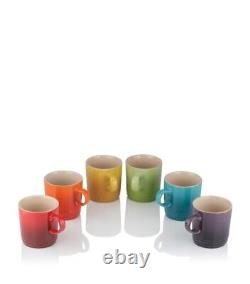 New Le Creuset Rainbow Coffee Mugs Set Of 6 350ml 12oz