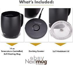 Nextmug Temperature-Controlled, Self-Heating Coffee Mug (Black 14 Oz.)