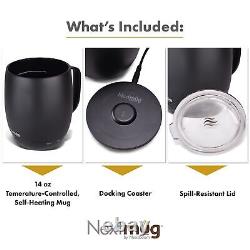 Nextmug Temperature-Controlled, Self-Heating Coffee Mug (Black 14 oz.)