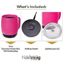 Nextmug Temperature-Controlled, Self-Heating Coffee Mug (True Pink 14 oz.)