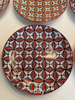 POLS POTTEN (6) Hippy Side Plates Glazed Porcelain Hand painted Geometric