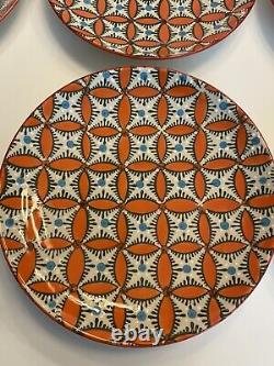 POLS POTTEN (6) Hippy Side Plates Glazed Porcelain Hand painted Geometric