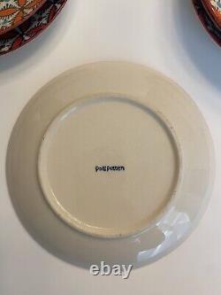 POLS POTTEN (6) Hippy Side Plates Glazed Porcelain Hand painted Geometric