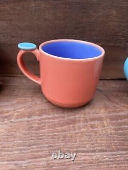 Pair Of Vintage Lindt-Stymeist Colorways- 2 Tone- Thumbprint Mugs 80's