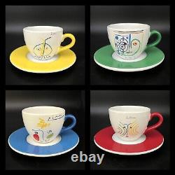 Picasso Living Crayon Set 4 Espresso Cups & Saucers Masterpiece Editions 1996