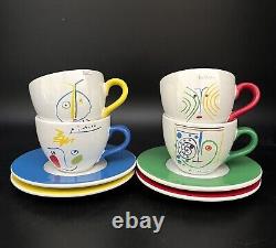 Picasso Living Crayon Set 4 Espresso Cups & Saucers Masterpiece Editions 1996