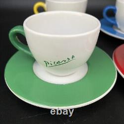 Picasso Living Crayon Set 4 Espresso Cups & Saucers Masterpiece Editions 1996