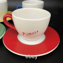 Picasso Living Crayon Set 4 Espresso Cups & Saucers Masterpiece Editions 1996