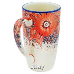 Polish Pottery Latte Mug Ceramika Artystyczna Peachy Keen UNIKAT