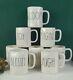 Rae Dunn Artisan Collection by Magenta Mug Lot of 8 White, Black Lettering